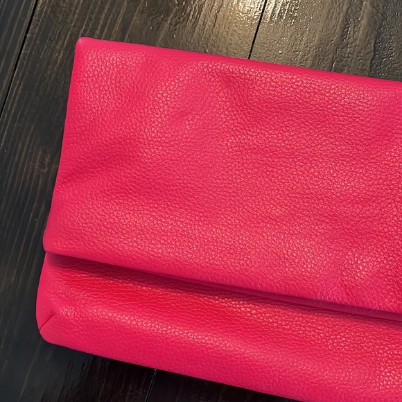 EUC Jennifer Haley Hot Pink Leather Fold Over Clutch - Picture 7 of 10